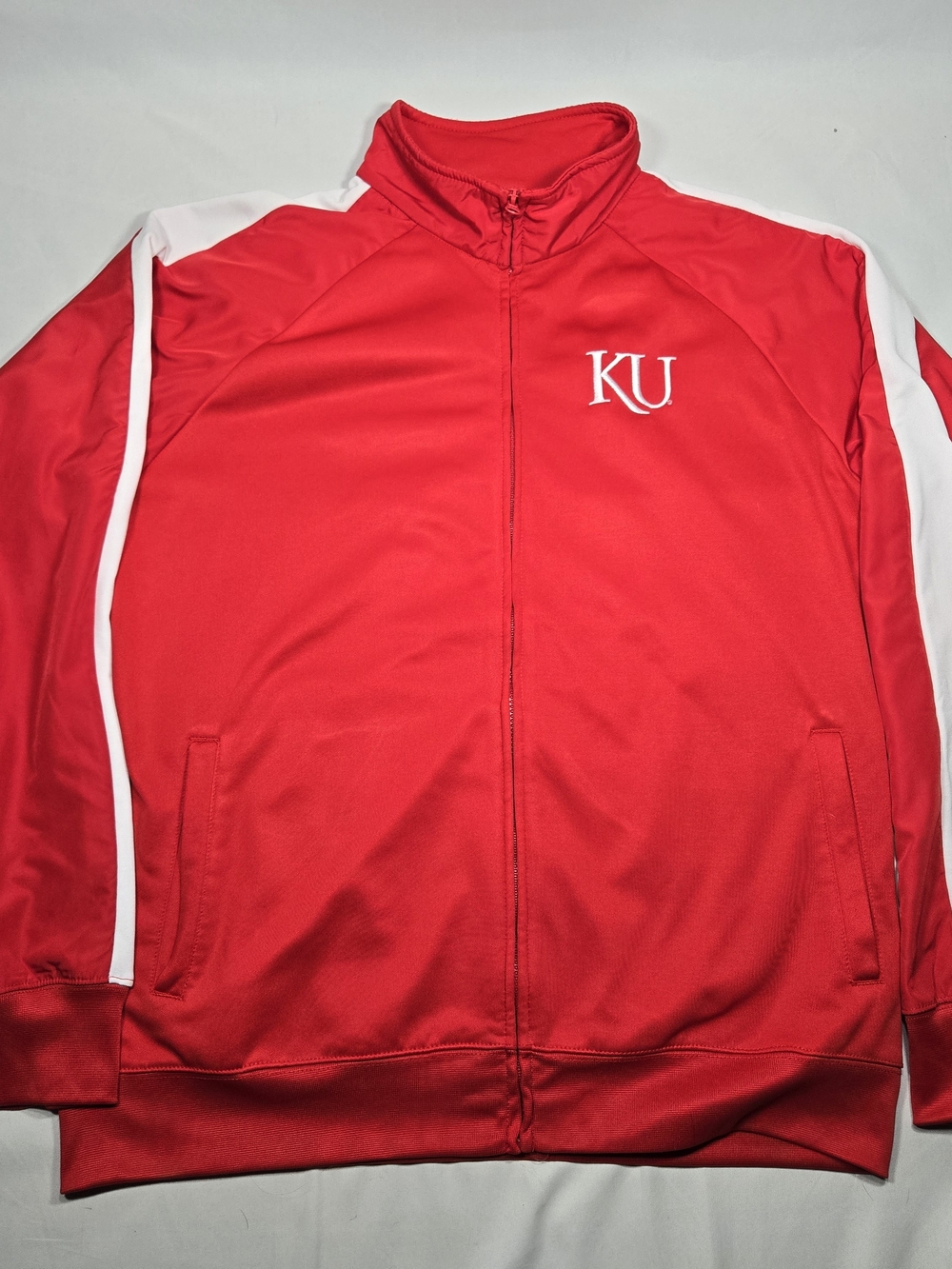 Champion KU Kansas University Track Jacket Mens 2XL Red Jayhawks NCAA Retro